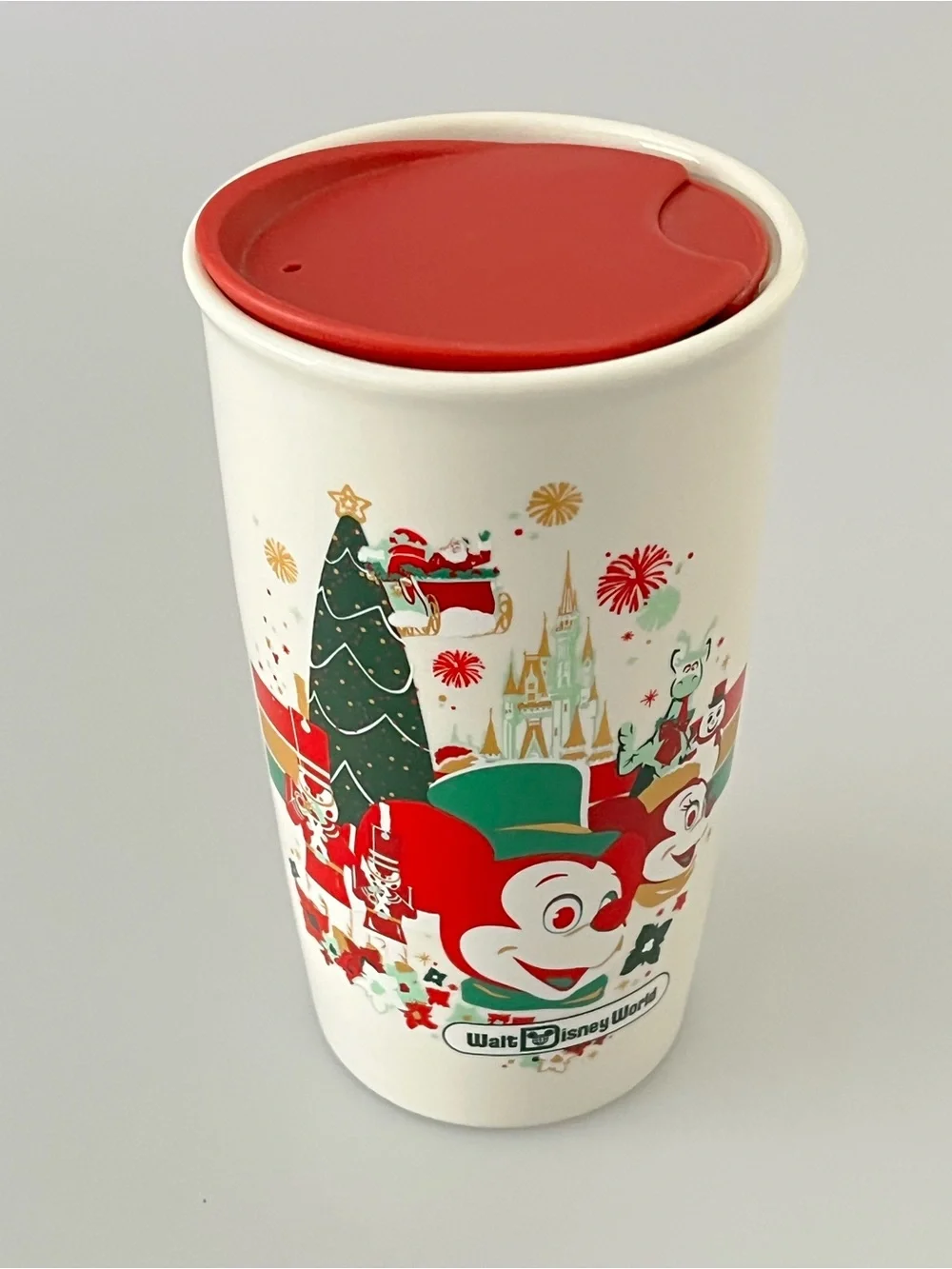 Disney Starbucks Christmas Ceramic Travel Mug Tumbler 12 Oz Holiday